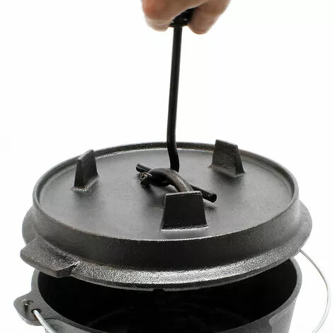 WILTEC Dutch Oven Marmite 4L Dessous-plat Lève-couvercle Fait-tout Fonte Pot Cuisson Feu Camp Camping 6 WILTEC Dutch Oven Marmite 4L Dessous-plat Lève-couvercle Fait-tout Fonte Pot Cuisson Feu Camp Camping – Image 4