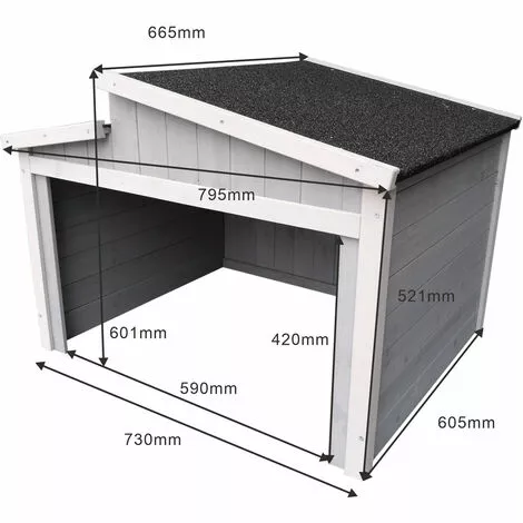 WILTEC Garage Pour Robot-tondeuse Toit Gradin Bois Massif Abri Carport Gris 60,5x73x66,5cm 6 WILTEC Garage Pour Robot-tondeuse Toit Gradin Bois Massif Abri Carport Gris 60,5x73x66,5cm – Image 4