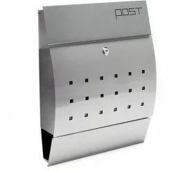 WILTEC Boite Aux Lettres Design Moderne V7 Acier Inoxydable Brossé Porte-journaux