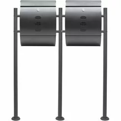 WILTEC Boite Lettres Kit Mural V18 Anthracite Revêtue Poudre Double Verrouillable Courrier Mailbox -Wiltec Boutique 6511830 2