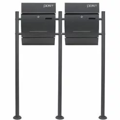 WILTEC Boite Lettres Kit Mural V4 Anthracite Revêtue Poudre Simple Verrouillable Courrier Mailbox -Wiltec Boutique 6511836 2