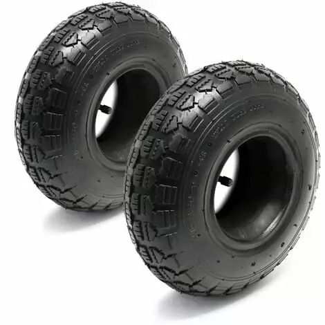 WILTEC Lot 2x Pneus 2x Chambres Air Tondeuse Autoportée 11x4.00-4 4PR Valve Coudée Chariot Diable Jardin 3 WILTEC Lot 2x Pneus 2x Chambres Air Tondeuse Autoportée 11x4.00-4 4PR Valve Coudée Chariot Diable Jardin