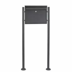WILTEC Boite Lettres Kit Mural V13 Anthracite Revêtue Poudre Simple Verrouillable Courrier Mailbox