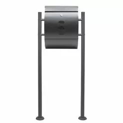 WILTEC Boite Lettres Kit Mural V18 Anthracite Revêtue Poudre Simple Verrouillable Courrier Mailbox -Wiltec Boutique 6511903 2