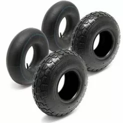 WILTEC Lot 2x Pneu 2x Chambre à Air 11x4.00-4 4PR Tondeuse Autoportée Valve Droite Brouette Chariot Diable