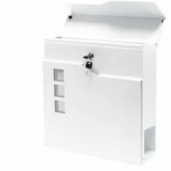 WILTEC Boite Lettre V20 Blanche Murale Revêtue Poudre Porte Journal Range Revues -Wiltec Boutique 7743123 2