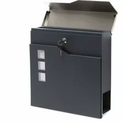WILTEC Boite Lettre Moderne Design V20 Anthracite Fixation Murale Revêtue Poudre Porte Journal Poste Inox -Wiltec Boutique 7743148 2