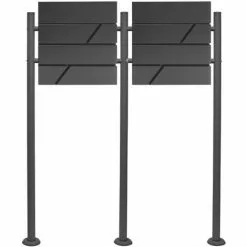 WILTEC Boite Lettres Kit Mural V14 Anthracite Revêtue Poudre Double Verrouillable Courrier Mailbox