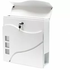 WILTEC Boite Lettres Design V28 Blanc Compartiment Journaux Fixation Murale Revêtue Poudre Porte Magazine -Wiltec Boutique 7968332 2