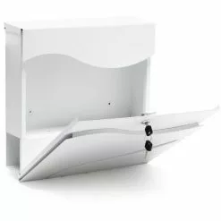 WILTEC Boite Lettres Design V28 Blanc Compartiment Journaux Fixation Murale Revêtue Poudre Porte Magazine -Wiltec Boutique 7968332 3