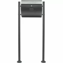 WILTEC Boite Lettres Kit Mural V17 Anthracite Revêtue Poudre Simple Verrouillable Courrier Mailbox -Wiltec Boutique 7968333 2