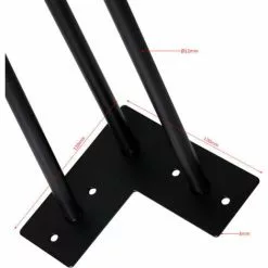 WILTEC Pieds De Table Support De Table Set 4 Pcs. Hairpin Legs Pieds De Table épingle à Cheveux Noir 60cm -Wiltec Boutique 7968343 3