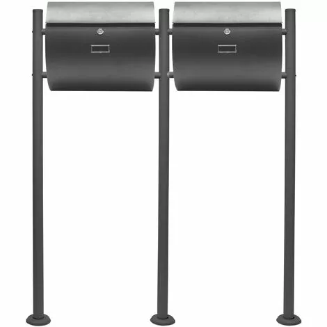 WILTEC Boite Lettres Kit Mural V17 Anthracite Revêtue Poudre Double Verrouillable Courrier Mailbox 4 WILTEC Boite Lettres Kit Mural V17 Anthracite Revêtue Poudre Double Verrouillable Courrier Mailbox – Image 2
