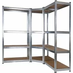 WILTEC Rayonnage D‘atelier Charge Lourde Etagères Enfichables De Coin Kit Etagères De Cave Stockage Outil -Wiltec Boutique 8020509 2