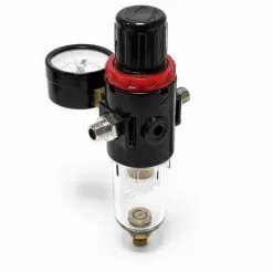 WILTEC Régulateur De Pression D'air Avec Séparateur D'eau Et Manomètre Jusqu'à 7 Bar 9,51 Mm (1/8")