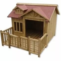 WILTEC Niche De Chien Maison De Luxe XL Bois Balcon Jardin Terrasse Chien