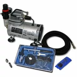 WILTEC Kit Compresseur Airbrush AS18-2 Pour Débutants Avec Un Pistolet