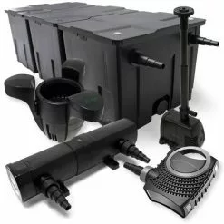 WILTEC Kit De Filtration Bassin 90000l 80W Pompe Sterilisateur UVC 18W Fontaine Ecumeur