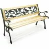 WILTEC Banc De Jardin Banquette Inge En Bois Et Fer De Fonte Dossier Avec Design De Roses Deux Places -Wiltec Boutique 9216548 1