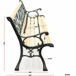 WILTEC Banc De Jardin Banquette Inge En Bois Et Fer De Fonte Dossier Avec Design De Roses Deux Places -Wiltec Boutique 9216548 5