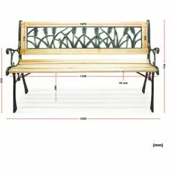 WILTEC Banc De Jardin Banquette Ulrike En Bois Et Fer De Fonte Design Tulipes 2 Places Extérieur Terrasse -Wiltec Boutique 9216580 3