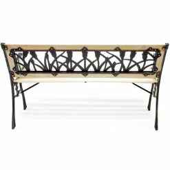WILTEC Banc De Jardin Banquette Ulrike En Bois Et Fer De Fonte Design Tulipes 2 Places Extérieur Terrasse -Wiltec Boutique 9216580 4