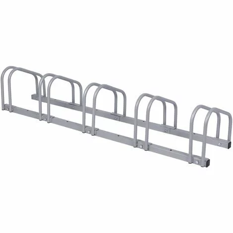 WILTEC Râtelier Au Sol Pour 5 Vélos 1305x320x265mm Acier Revêtu Par Poudre Gris Bicyclette 4 WILTEC Râtelier Au Sol Pour 5 Vélos 1305x320x265mm Acier Revêtu Par Poudre Gris Bicyclette â Image 2