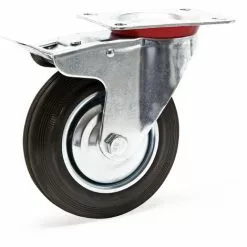 WILTEC Roulette Blocage Double Ø 200mm Roue Caoutchouc Jante Métal 150 Kg Transport Appareil Meuble