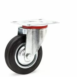 WILTEC Roulette Fixe Ø 100 Mm Roue Caoutchouc Jante Métal 50 Kg Transport Appareil Accessoire Meuble