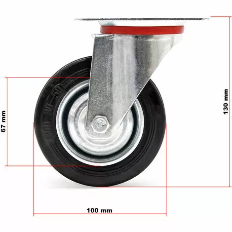 WILTEC Roulette Fixe Ø 100 Mm Roue Caoutchouc Jante Métal 50 Kg Transport Appareil Accessoire Meuble 5 WILTEC Roulette Fixe Ø 100 Mm Roue Caoutchouc Jante Métal 50 Kg Transport Appareil Accessoire Meuble – Image 3
