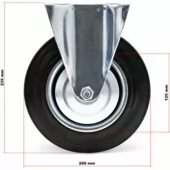 WILTEC Roulette Fixe Ø 200mm Roue Caoutchouc Jante Métal 150Kg Transport Appareil Accessoire Meuble 9 WILTEC Roulette Fixe Ø 200mm Roue Caoutchouc Jante Métal 150Kg Transport Appareil Accessoire Meuble -Wiltec Boutique 9524389 3