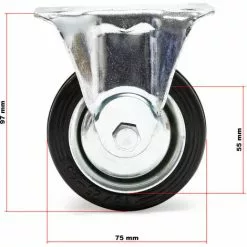 WILTEC Roulette Fixe Ø 75 Mm Roue Caoutchouc Jante Métal 50 Kg Charge Transport Appareil Accessoires Meuble -Wiltec Boutique 9524390 3