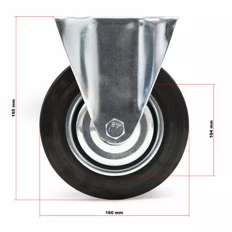 WILTEC Roulette Fixe Ø 160 Mm Roue Caoutchouc Jante Métal 130Kg Charge Transport Appareil Accessoire Meuble 5 WILTEC Roulette Fixe Ø 160 Mm Roue Caoutchouc Jante Métal 130Kg Charge Transport Appareil Accessoire Meuble â Image 3