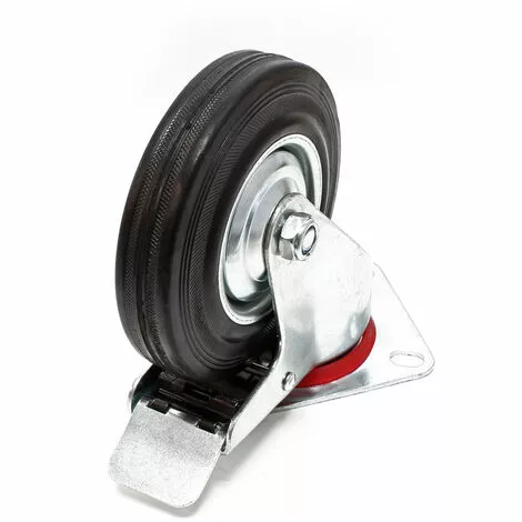 WILTEC Roulette Blocage Double Ø 125 Mm Roue Caoutchouc Jante Métal 100Kg Charge Transport Appareil Meuble 4 WILTEC Roulette Blocage Double Ø 125 Mm Roue Caoutchouc Jante Métal 100Kg Charge Transport Appareil Meuble – Image 2