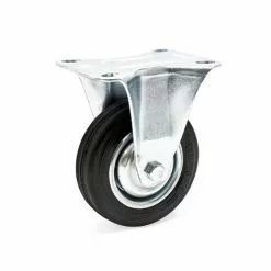 WILTEC Roulette Fixe Ø 100 Mm Roue Caoutchouc Jante Métal 50 Kg Transport Appareil Accessoires Meuble