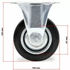 WILTEC Roulette Fixe Ø 100 Mm Roue Caoutchouc Jante Métal 50 Kg Transport Appareil Accessoires Meuble -Wiltec Boutique 9524403 3