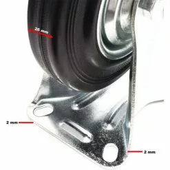 WILTEC Roulette Fixe Ø 100 Mm Roue Caoutchouc Jante Métal 50 Kg Transport Appareil Accessoires Meuble -Wiltec Boutique 9524403 5