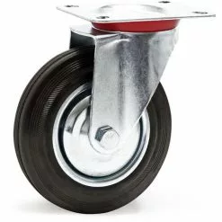 WILTEC Roulette Fixe Ø 200mm Roue Caoutchouc Jante Métal 150 Kg Transport Appareil Accessoire Meuble