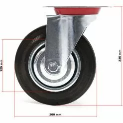 WILTEC Roulette Fixe Ø 200mm Roue Caoutchouc Jante Métal 150 Kg Transport Appareil Accessoire Meuble -Wiltec Boutique 9524404 3