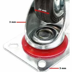 WILTEC Roulette Fixe Ø 200mm Roue Caoutchouc Jante Métal 150 Kg Transport Appareil Accessoire Meuble -Wiltec Boutique 9524404 5