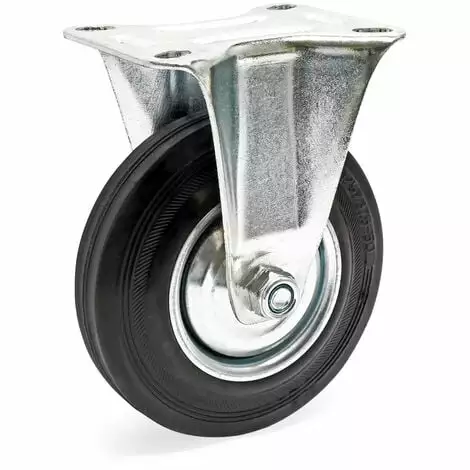 WILTEC Roulette Fixe Ø 125 Mm Roue Caoutchouc Jante Métal 100 Kg Transport Appareil Accessoire Meuble 3 WILTEC Roulette Fixe Ø 125 Mm Roue Caoutchouc Jante Métal 100 Kg Transport Appareil Accessoire Meuble