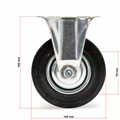 WILTEC Roulette Fixe Ø 125 Mm Roue Caoutchouc Jante Métal 100 Kg Transport Appareil Accessoire Meuble 5 WILTEC Roulette Fixe Ø 125 Mm Roue Caoutchouc Jante Métal 100 Kg Transport Appareil Accessoire Meuble – Image 3