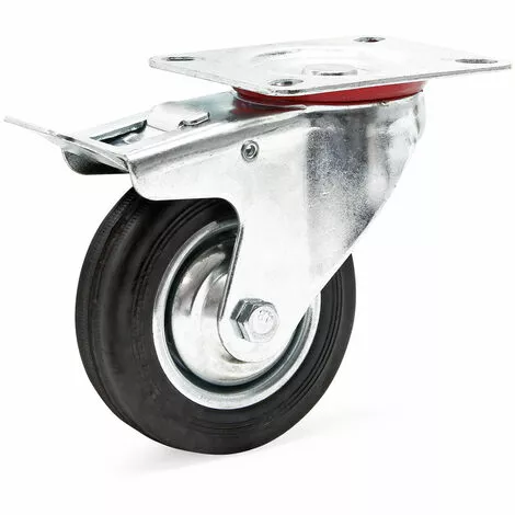 WILTEC Roulette Blocage Double Ø100mm Roue Caoutchouc Jante Métal 70Kg Transport Appareil Accessoire Meuble 3 WILTEC Roulette Blocage Double Ø100mm Roue Caoutchouc Jante Métal 70Kg Transport Appareil Accessoire Meuble