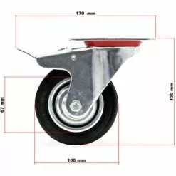 WILTEC Roulette Blocage Double Ø100mm Roue Caoutchouc Jante Métal 70Kg Transport Appareil Accessoire Meuble 9 WILTEC Roulette Blocage Double Ø100mm Roue Caoutchouc Jante Métal 70Kg Transport Appareil Accessoire Meuble -Wiltec Boutique 9524407 3