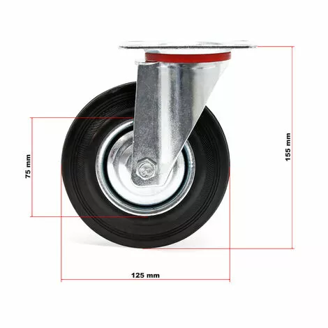 WILTEC Roulette Fixe Ø 125 Mm Roue Caoutchouc Jante Métal 100 Kg Transport Appareil Accessoire Meuble 5 WILTEC Roulette Fixe Ø 125 Mm Roue Caoutchouc Jante Métal 100 Kg Transport Appareil Accessoire Meuble – Image 3