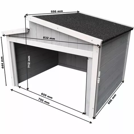 WILTEC Garage Pour Robot-tondeuse Toit Gradin Bois Massif Abri Carport Gris 66,6x79,5x71,2cm 6 WILTEC Garage Pour Robot-tondeuse Toit Gradin Bois Massif Abri Carport Gris 66,6x79,5x71,2cm – Image 4