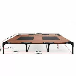 WILTEC Lit De Camp Pour Chien Outdoor Lit Surélevé Chat XL 122x93x20cm Marron Tissu Oxford Jusqu’à 30kg -Wiltec Boutique 9827349 2