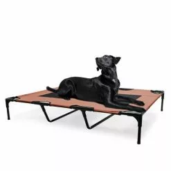 WILTEC Lit De Camp Pour Chien Outdoor Lit Surélevé Chat XL 122x93x20cm Marron Tissu Oxford Jusqu’à 30kg -Wiltec Boutique 9827349 3